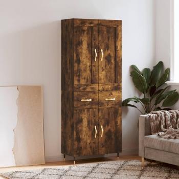 Aparador alto de madera contrachapada en roble ahumado 69,5x34x180 cm