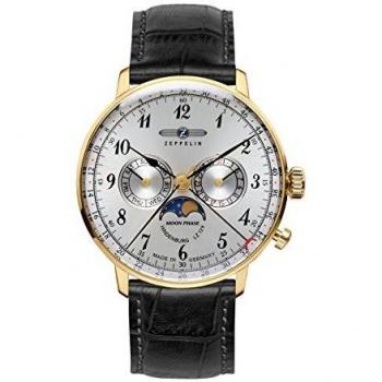 Zeppelin Unisex Chronograph Quartz Watch with Leather Strap 7038-1