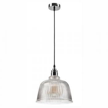 Lámpara de Suspensión Asta EPIKASA, Acero y Vidrio, Plata, 28x28x81 cm