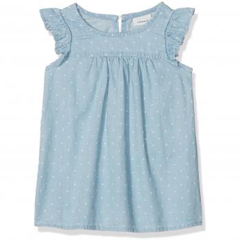 NAME IT Nbfablina Dnm 1079 SS Dress, Vestido para Bebés, Azul