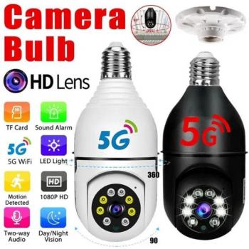 Cámara Bombilla Wifi 1080P Rotación 360° Seguimiento Automático Visión Nocturna Panorámica Cámara IP Inalámbrica Visualización Remota Seguridad del Hogar 2.4&5G Blanca