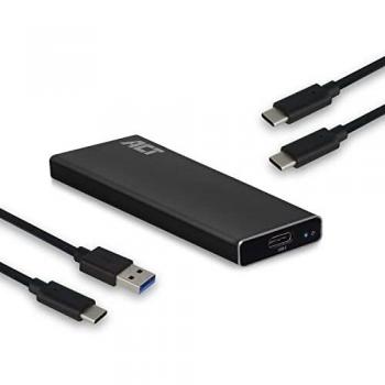 ACT Carcasa de Aluminio M.2 SATA y NVMe SSD, USB C 3.2 Gen 2, Velocidad de Transferencia de 10 Gbps