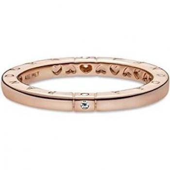 Pandora Rose Gold Logo & Hearts Ring - Size 54