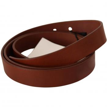 Costume National Brown Leather Silver Fastening Belt - 85 cm / 34 Inches