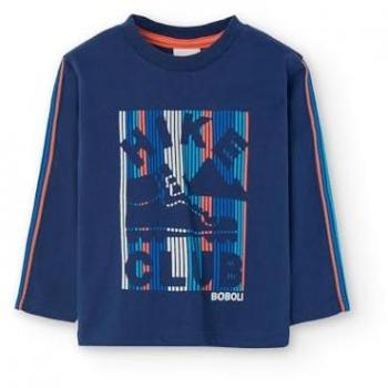 Camiseta de bebé niño Boboli de algodón con dibujo frontal y manga larga - bci AW24329026