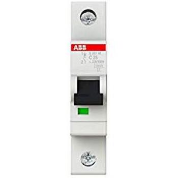 Interruptor automático ABB S201M-C25, 1P, 25A, Curva Tipo C, Poder de corte 10 kA, System Pro M Compact, Montaje en Carril
