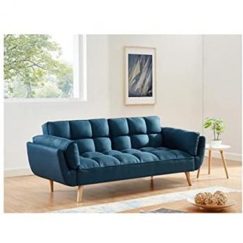 Sofá cama convertible clic-clac de 3 plazas en tela Loeline - Azul