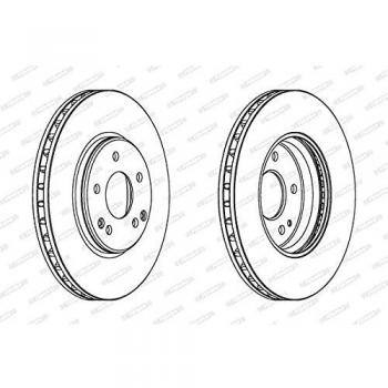 Disco de Freno Ventilado FERODO DDF1136C para MERCEDES-BENZ y CHRYSLER, Delantero, 2 Piezas