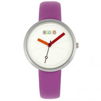Crayo Metric Unisex Purple Leather and Stainless Steel Watch - One Size