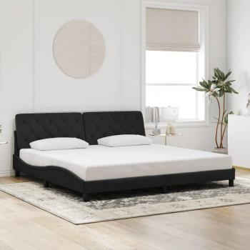 Estructura de Cama con Cabecero de Terciopelo Negro 200x200 cm