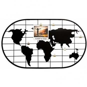 Portafotos Mapa del Mundo - Metal Negro - 60 x 35 cm