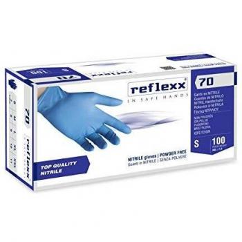 Guantes de Nitrilo Reflexx R70 Sin Polvo Talla L Color Azul Claro - Caja de 100 Unidades