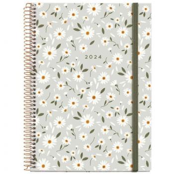 Agenda Anual 2024 Miquelrius Natura Espiral Tapa Extra con Goma Plus 213x155 S/V Daisy Summer