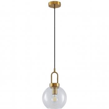 Lámpara colgante Lucande Nalian de vidrio claro, estilo vintage, color dorado, 1 llama, casquillo E27, diseñada para salón y comedor