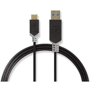 Cable USB 3.2 Gen 1 | USB-A Macho a USB-C Macho | 1 m | 60 W | 5 Gbps | Dorado | PVC Antracita