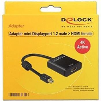 DeLOCK 62611 adaptador de cable mini DisplayPort 1.2 HDMI Negro
