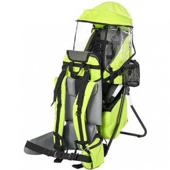 Mochila Portabebés Ergonómica Plegable con Techo Impermeable y Múltiples Bolsillos para Bebés de 6-36 Meses, Carga Máxima 15 kg, Dimensiones 38x77