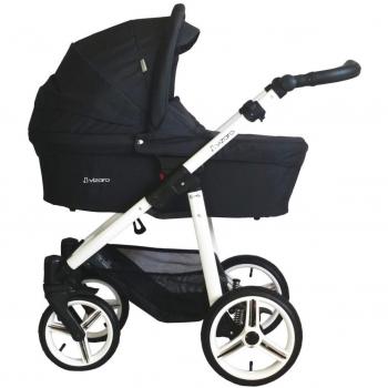 Vizaro ONYX 2022 Dúo 2 en 1 - Cochecito Bebé GAMA ALTA - MARCA ESPAÑOLA - Ligero y funcional - Garantía 3 Años - Textil NEGRO Chasis BLANCO