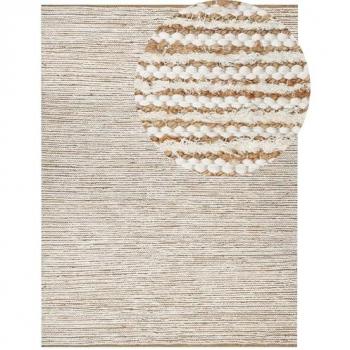Alfombra Moderna Beige y Blanca 300 x 400 cm Rectangular Hecha a Mano Reversible de Pelo Bajo
