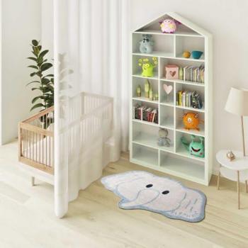 Alfombra Infantil Lavable Blanco Elefante Forma Irregular 75x120 cm