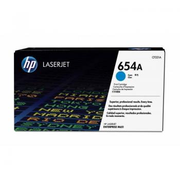 HP - Cartucho de tóner original LaserJet 654A cian