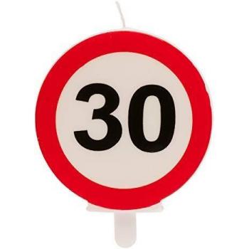 Dekora - Vela Cumpleaños con Señal de Prohibido para Decoracion de Tartas - Numero 30