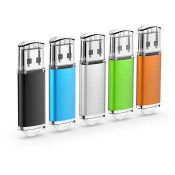 RAOYI 1GB Memoria USB 2.0 de 1GB Pendrive[5 Unidades] Color de Negro/Azul/Plata/Verde/Naranja