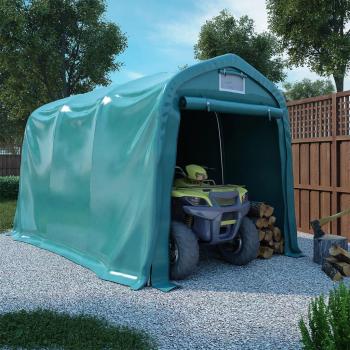 Barraca de garagem de armazenamento em PVC verde Dia e Noite 2,4x3,6 m
