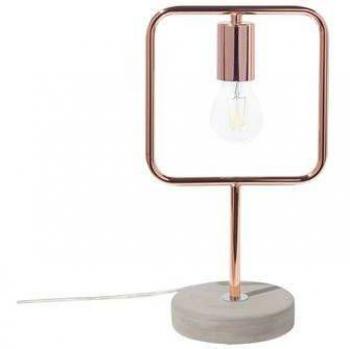 Lámpara de Mesa Industrial Vintage de Metal Cobre con Base de Hormigón