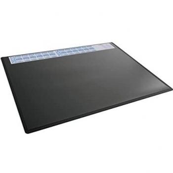 Escritorio Protector Durable PP con Calendario, 650 x 500 mm, Negro, Antideslizante, Esquinas Redondeadas