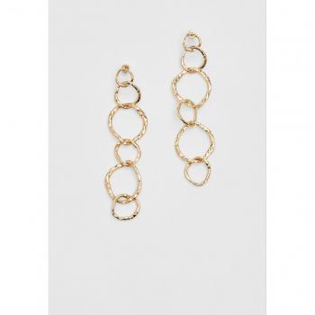 Textured Circle Dangle Earrings in Gold