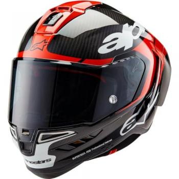 Casco Alpinestars Supertech R10 Element Carbon Negro Blanco Rojo Talla M