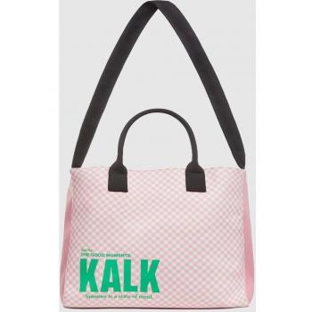 Kalk Marea Bag Vichy Pink - Bolso de playa estilo bandolera con estampado a cuadros rosados