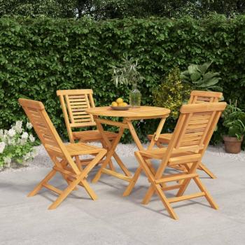 Juego de comedor para jardín 5 piezas madera maciza de teca Marrón