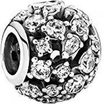 Sparkling Round Openwork Silver Charm