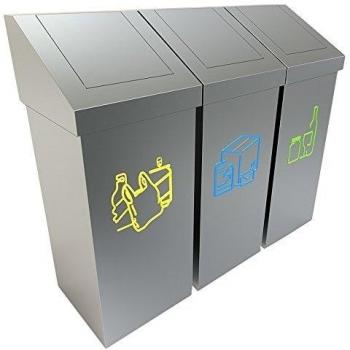 urbaniere Vaesteras A - Cubos de reciclaje de basura de gran capacidad para zonas industriales, color gris