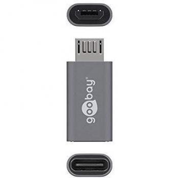 Adaptador USB 2.0 Hi-Speed Tipo C a Micro-B - Conexión OTG, Color Gris