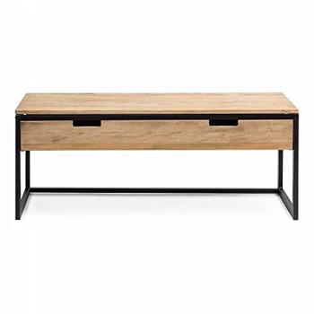 Mueble TV Eco Three 120x40x45cm Negro Madera Maciza de Pino Acabado Vintage Estilo Industrial