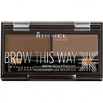 Kit Escultor de Cejas Rimmel London Brown This Way con Cera y Polvo, Color Marrón Medio