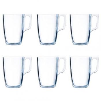 Juego de Tazas Luminarc (6 Pcs) 40 Cl - Vidrio Transparente, aptas para microondas, capacidad de 400 ml cada una
