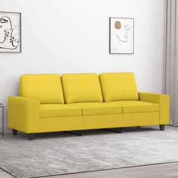 Sofá de 3 plazas amarillo claro de 180 cm en tela