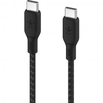 Belkin Boost↑Charge USB-C to USB-C Cable with Strap, Double-Braided Nylon, Power Delivery 100W, Certified USB 2.0, for iPhone 15, iPad Pro, MacBook, Galaxy and More, 3m