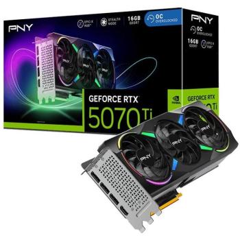 Tarjeta Gráfica PNY GeForce RTX 5070 Ti ARGB OC 16GB GDDR7 Overclockeada Triple Ventilador