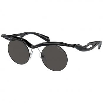 Prada PR A18S 1AB5S0 Men's Sunglasses Black Size 43 Round Shape