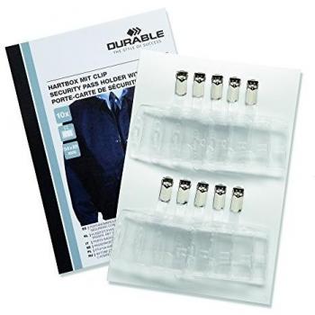 Porta tarjetas de seguridad Durable con clip 54x85mm, pack de 10 unidades