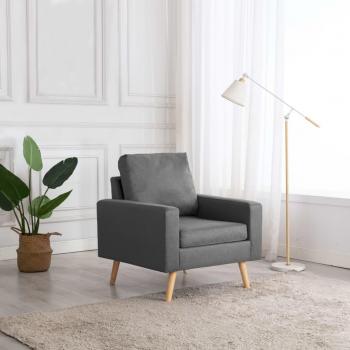 Sillón tapizado en tela gris claro 80x77x71 cm