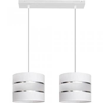 Lámpara de Techo Colgante Recta Helen 45cm Blanca y Plata