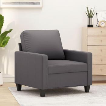 Sillón gris 60 cm en cuero sintético Vidaxl