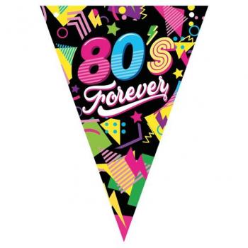 Gallardete años 80 de Papel de 300 cm, 20x30 cm - Pack de 3 unidades