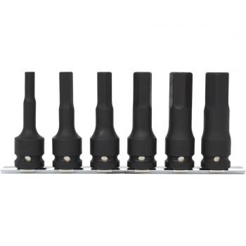 Juego de llaves de vaso de impacto KS TOOLS 515.1104, 1/2, con punta para tornillos con encastre hexagonal, largas, 6 piezas